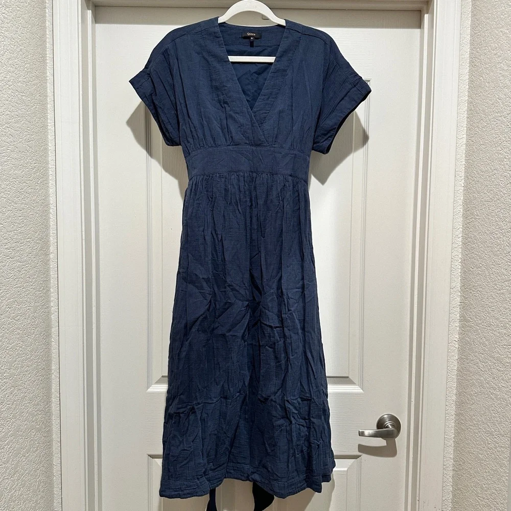 Quince Organic Cotton Gauze Maternity Midi Dress - Picture 4 of 7